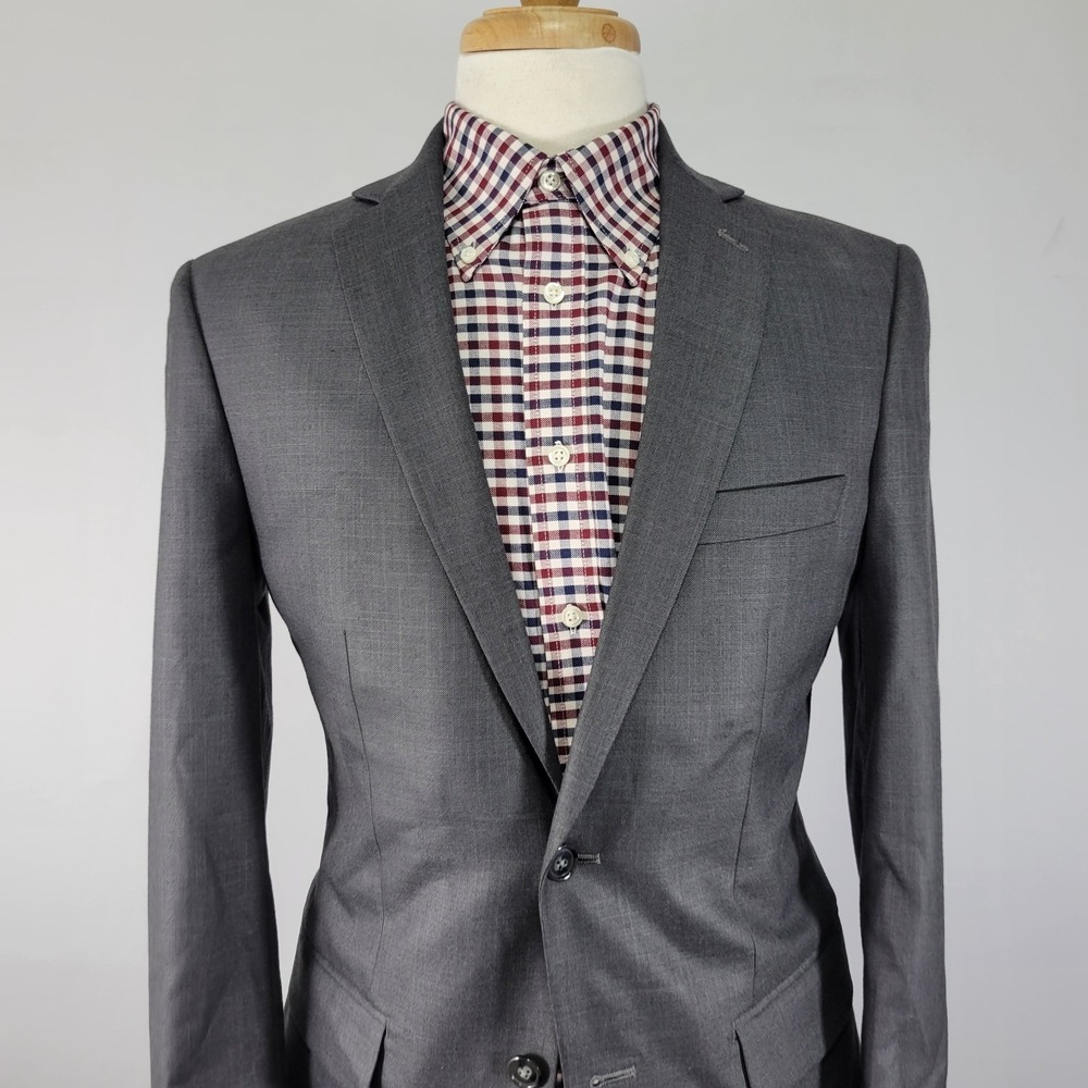 APT.9 Men's Sport Coat Blazer Two Button Gray Polyester Blend Slim Fit 38R - Picture 6 of 14